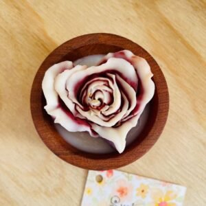 vela corazón cuenco de madera