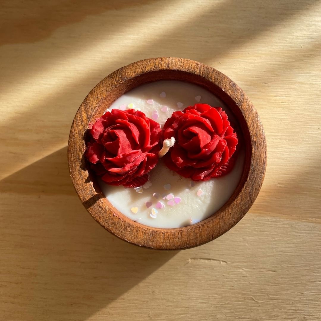 vela corazón cuenco de madera vela corazón cuenco de madera