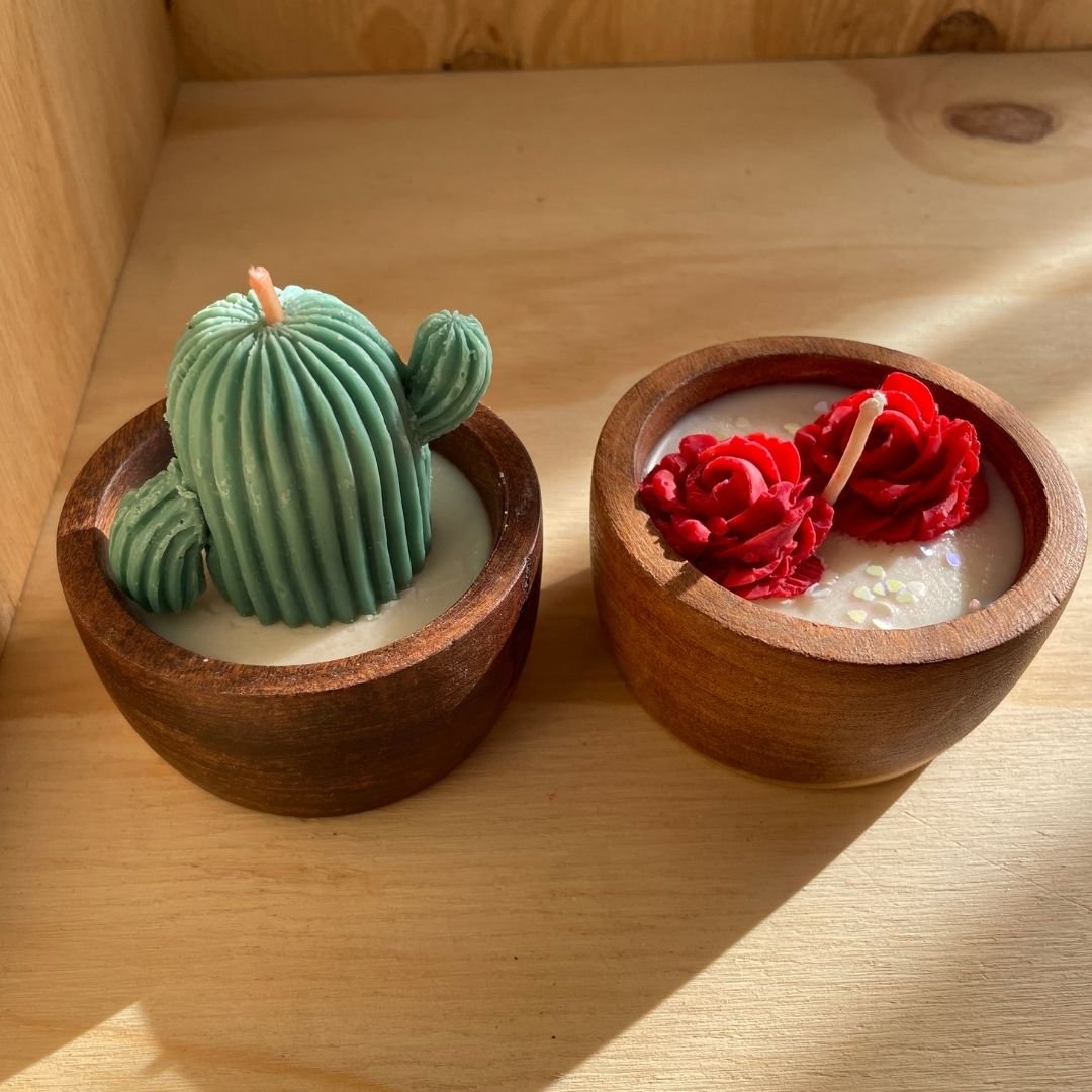 vela corazón cuenco de madera vela corazón cuenco de madera