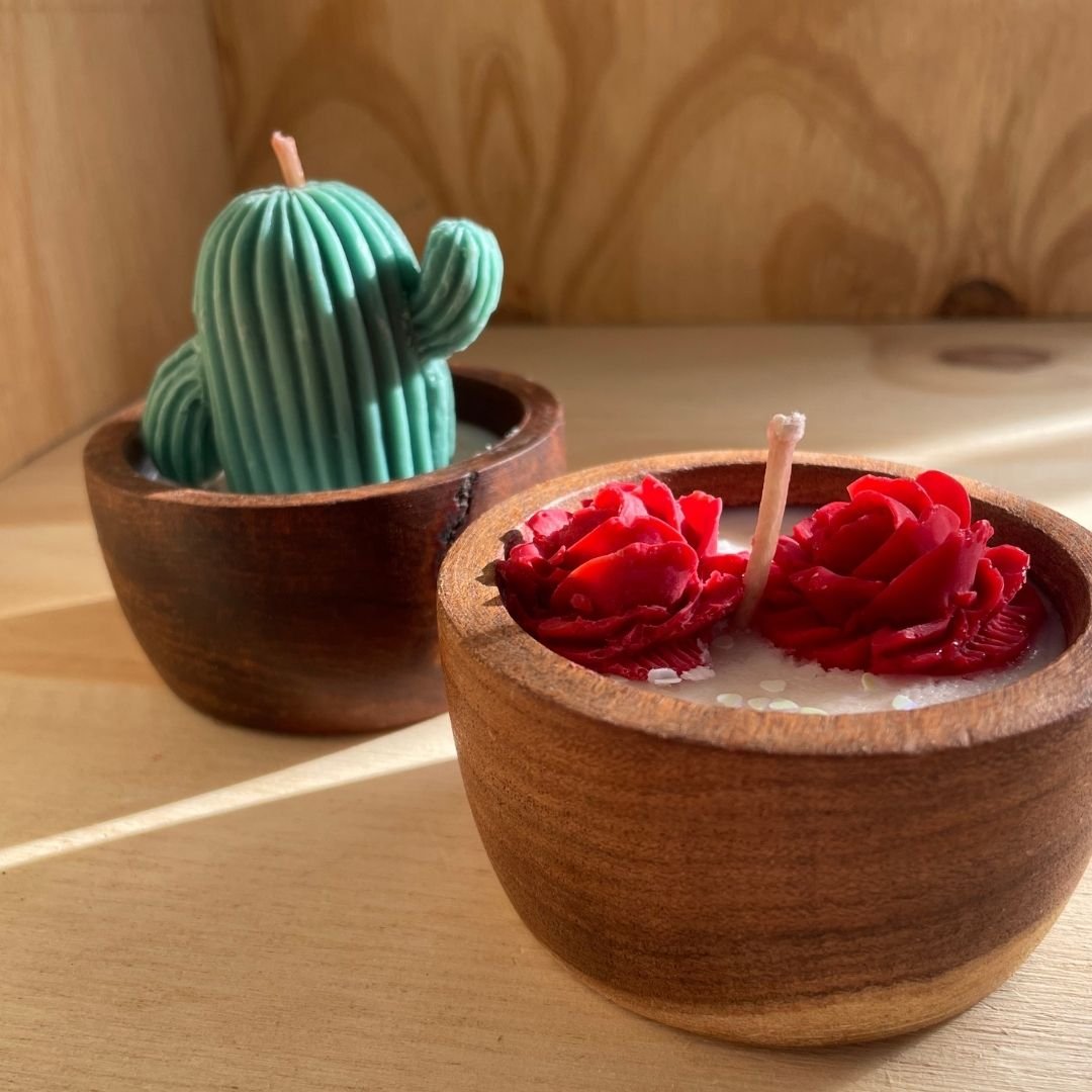 vela corazón cuenco de madera vela corazón cuenco de madera